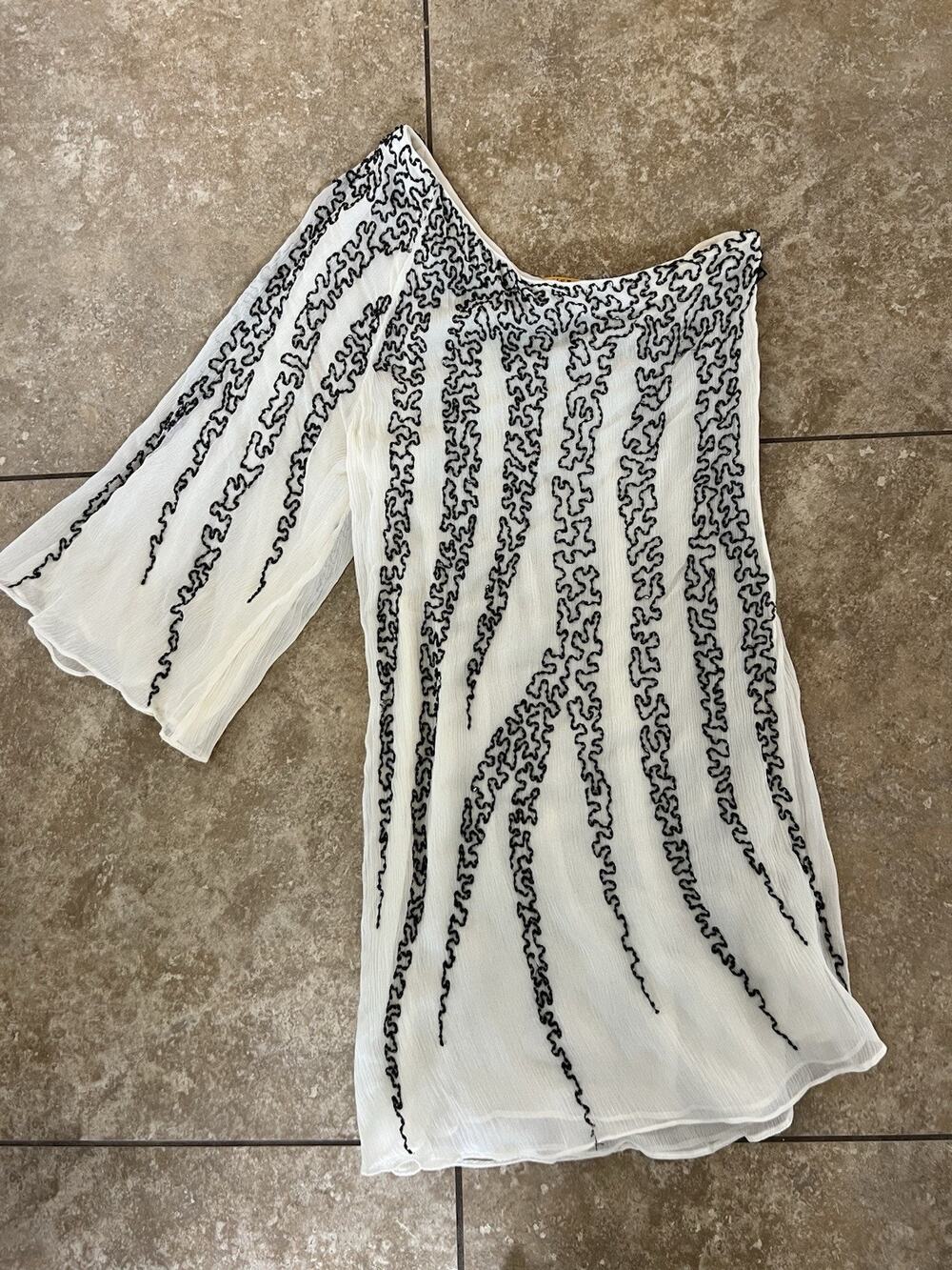 Alice + Olivia One shoulder Embellished Beaded Off White Dress Size XS
